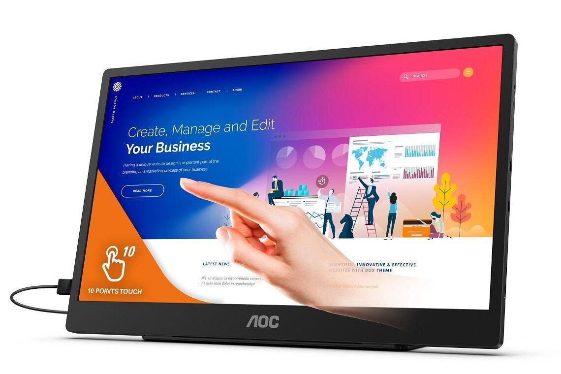 AOC julkaisee uuden kannettavan 15,6-tuumaisen näytön 10 pisteen monikosketuksella