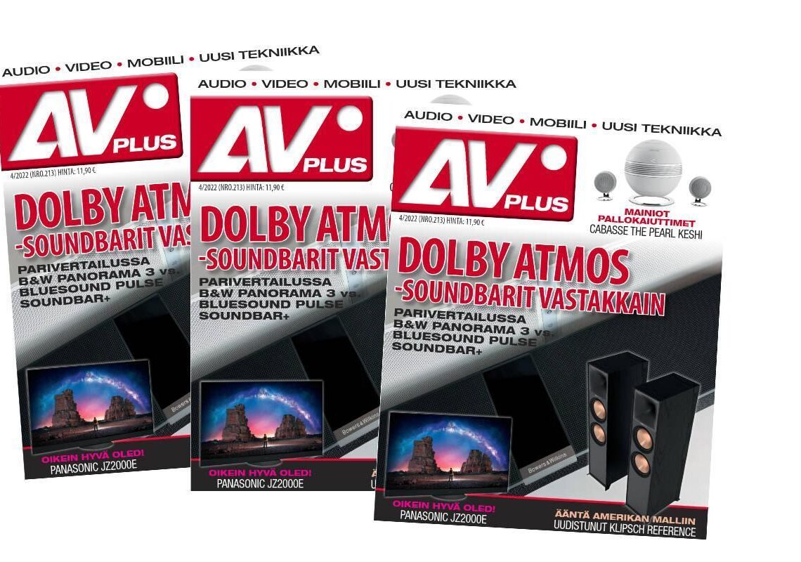 Uusi AVPlus 4/2022 on ilmestynyt – Atmos -soundbarien parivertailu, Klipschin Reference -kaiutinsarja, Cabassen mainiot 2.1-minikaiuttimet ja paljon muuta
