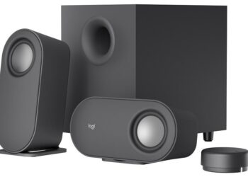 Täydennä työ- tai pelipisteen äänentoistoa tyylikkäillä ja langattomalla Bluetooth-yhteydellä toimivilla Logitech Z407 -pöytäkaiuttimilla