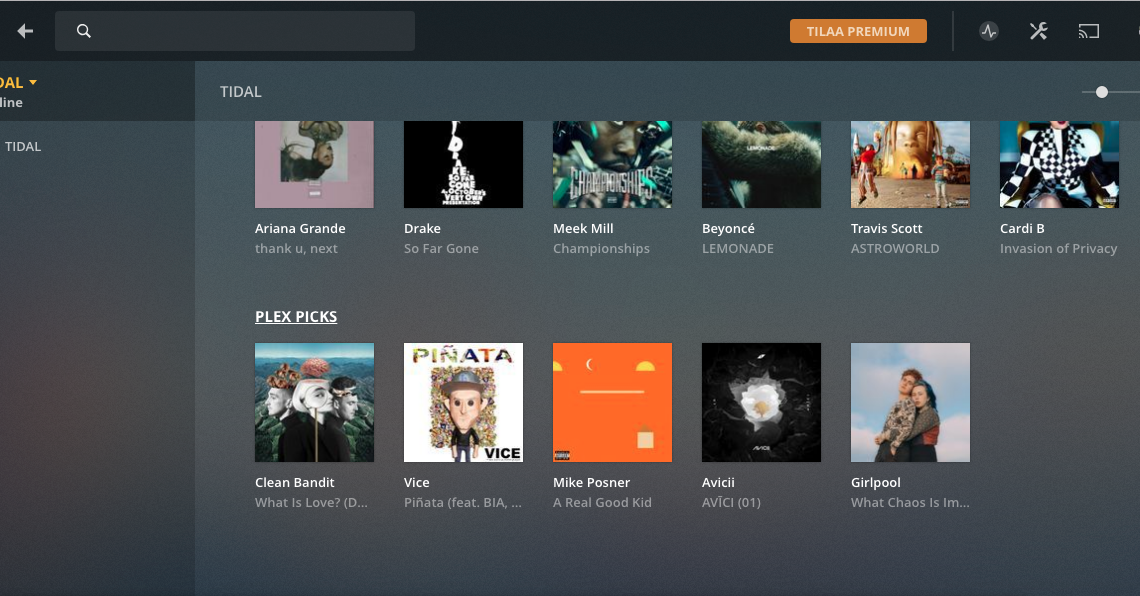 PLEX tukee nyt Tidal-toistoa – paikalliset tiedostot ja suoratoistettava musiikki samalla haulla