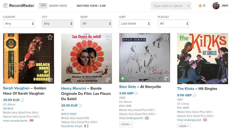 Record Radar -palvelu auttaa löytämään Spotify-soittolistojen perusteella vinyyleitä