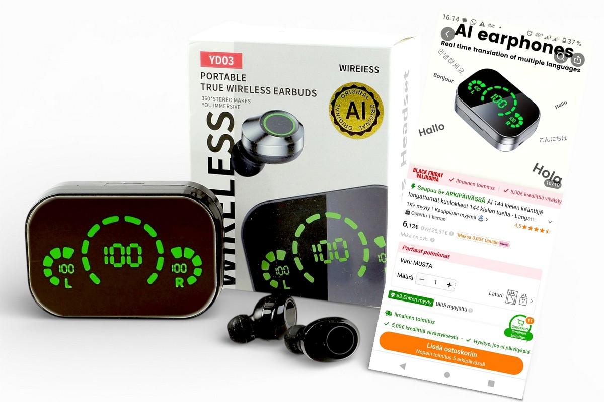 YD03 AI Translation Earbuds – lähes reaaliaikaista käännöstä 144 kielellä ja alle 7 eurolla