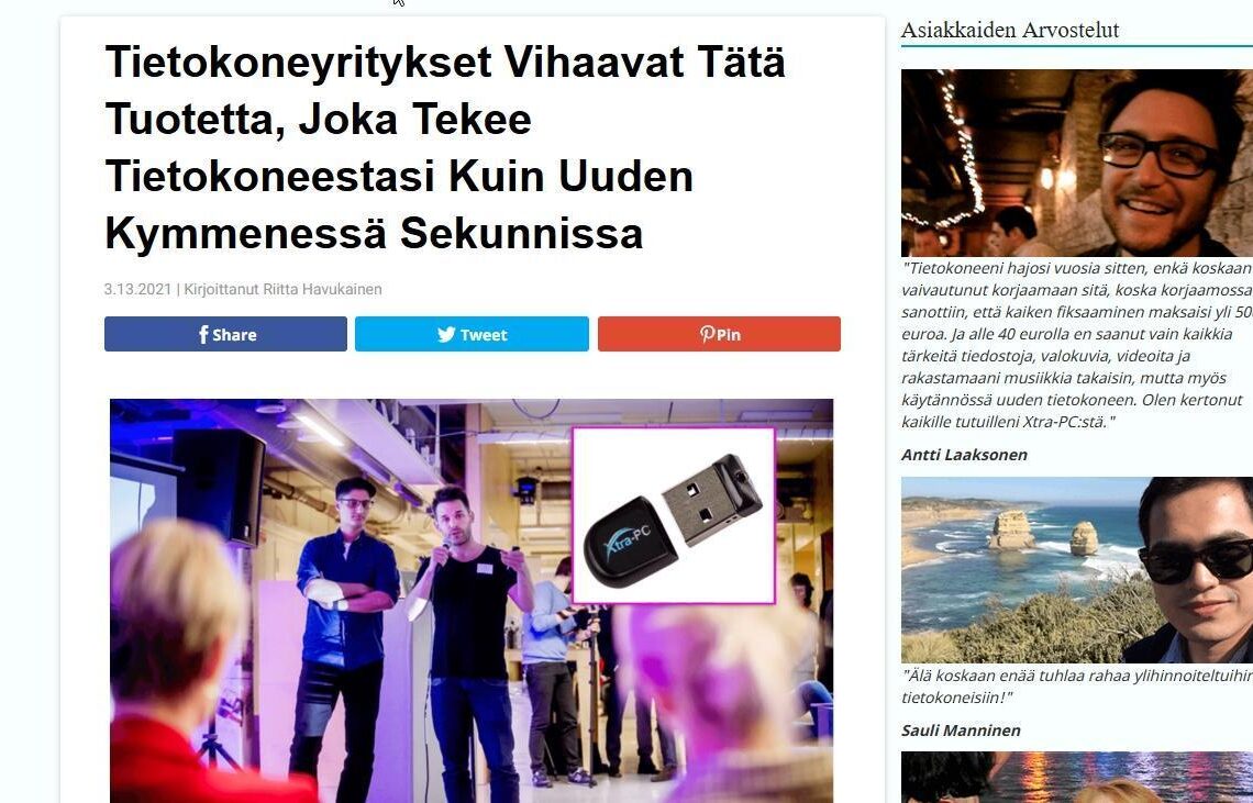 VAROITUS netin Xtra-PC tuotehuijauksesta