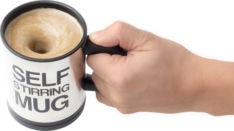 Itsestään sekoittuva kahvikuppi