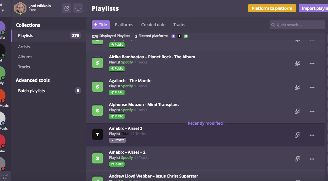Tiesitkö: Voit siirtää soittolistat ohjelmasta toiseen?